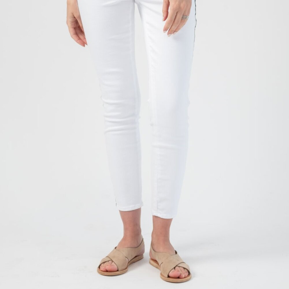 L'AGENCE Margot High Rise Nautical Stripe Jean in Blanc - Picture 4 of 5